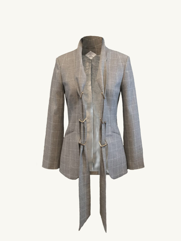 Wollblazer mit Schalverschluss grau