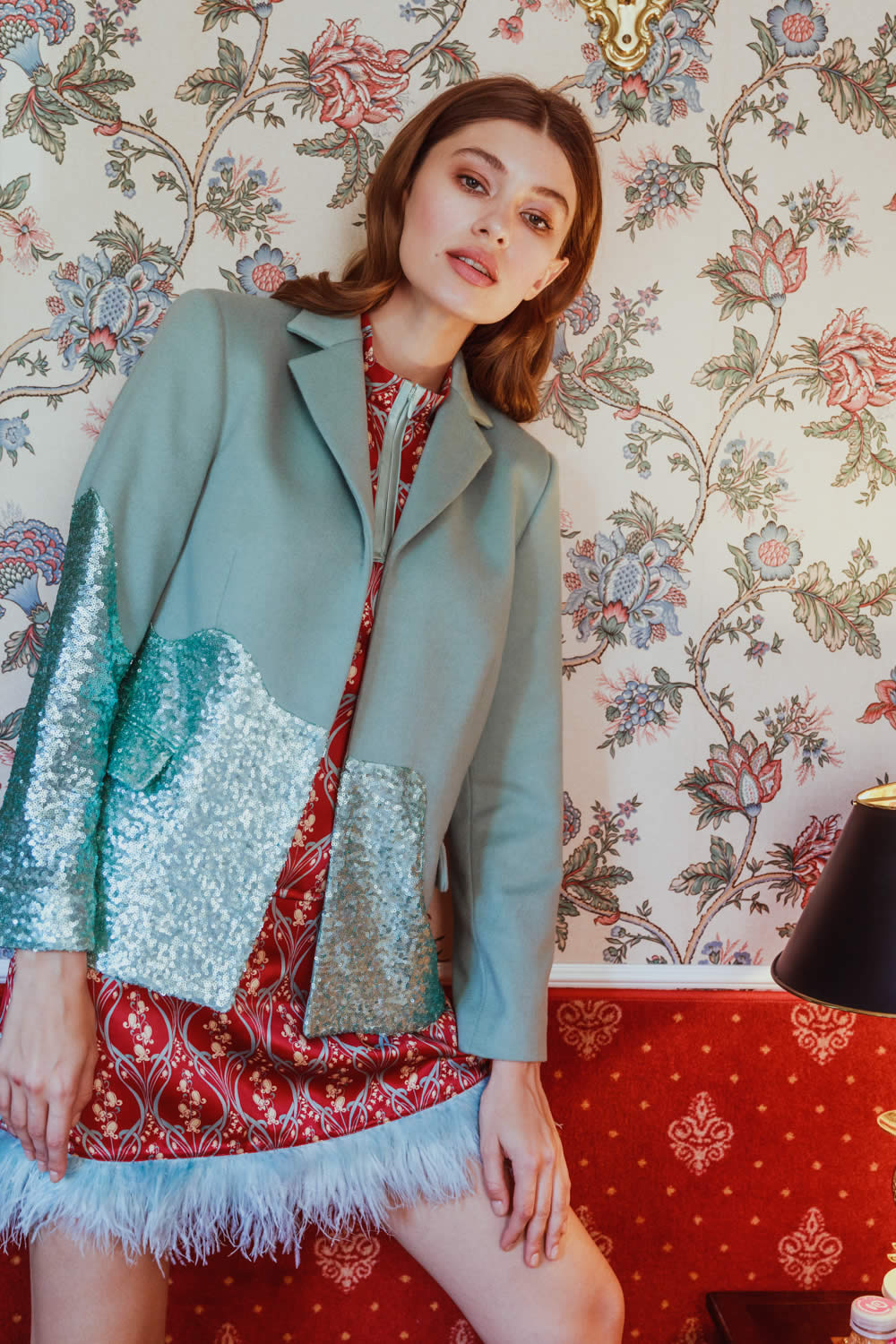 NCM Bähr Ophelia Designer Pailletten Jacke türkis