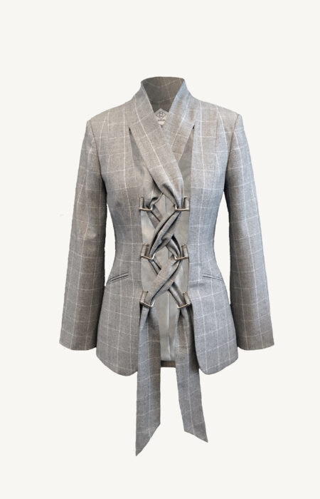 Wollblazer mit Schalverschluss grau