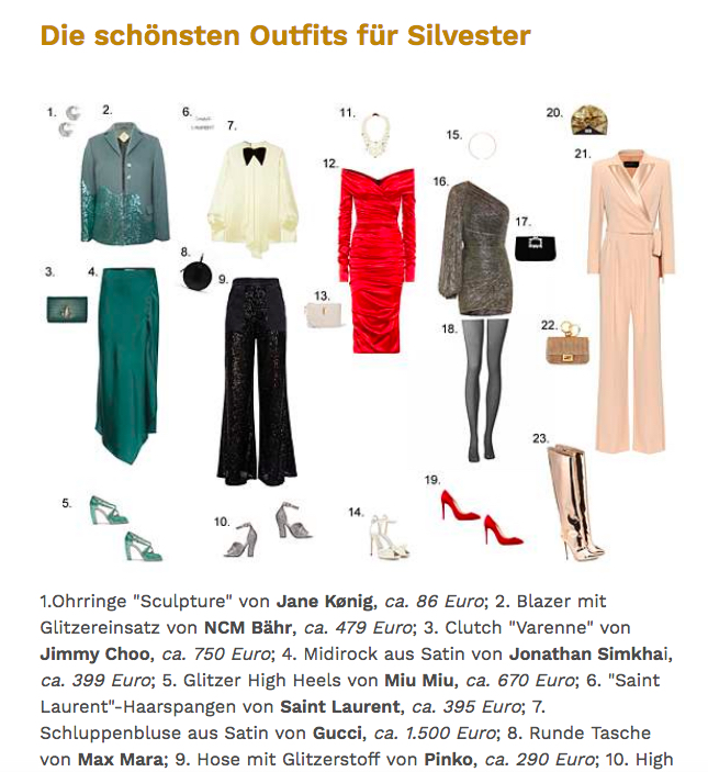 Madame Silvester Outfits perfekte Silvester Look