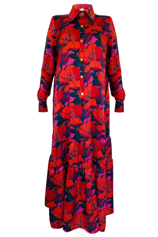 Designer Maxikleid Blusenkleid Aus Seide Mit Blumen Print Ncm Bahr