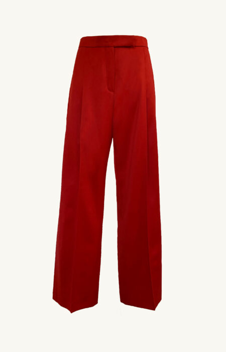 Bundfaltenhose aus Wolle rot