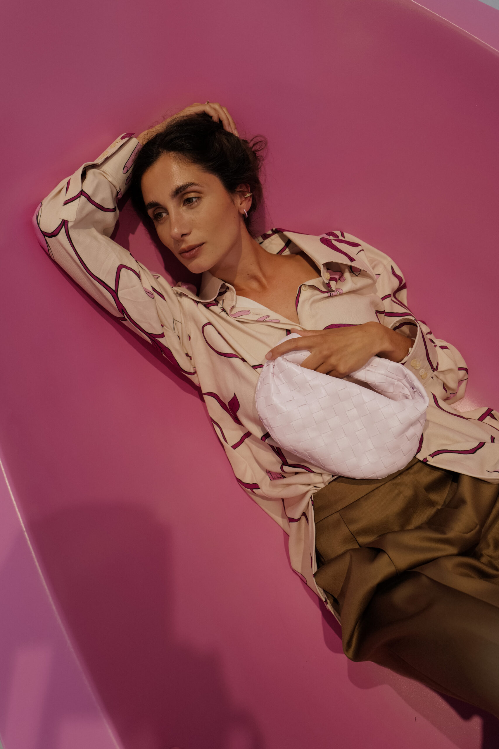 Hemdbluse body parts print pink