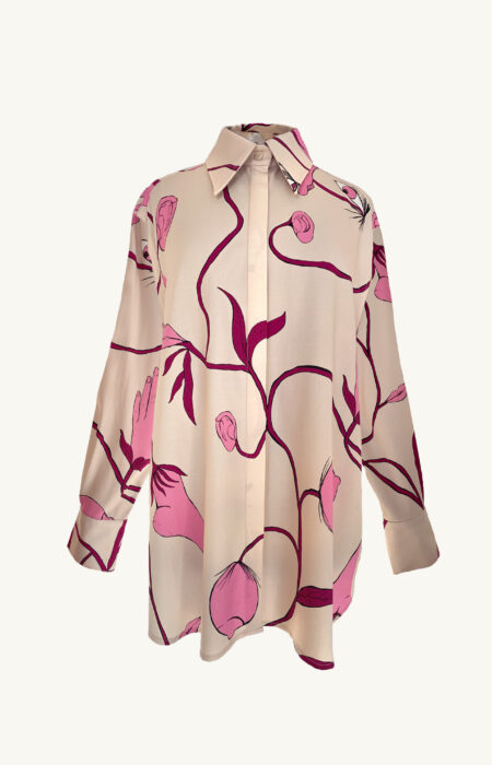 Hemdbluse mit Print pink