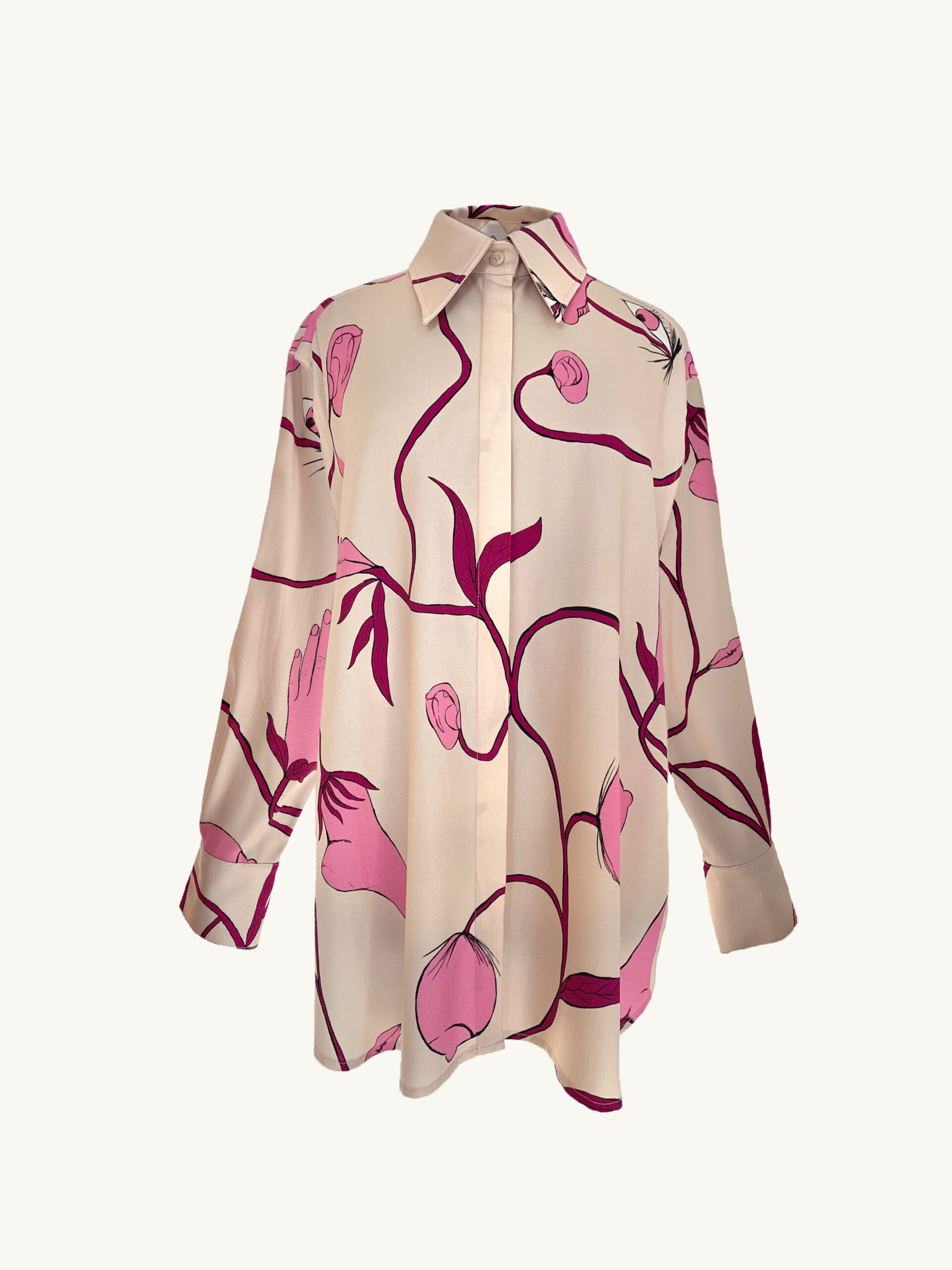 Hemdbluse mit Print pink