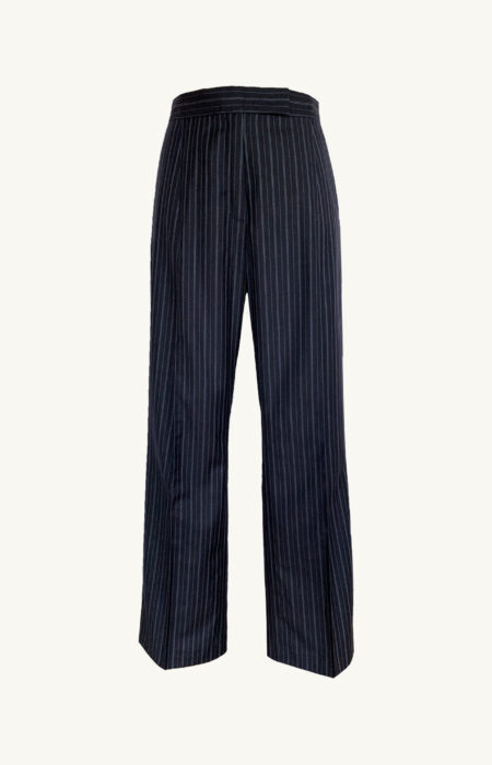 Bundfaltenhose aus Wolle mit Nadelstreifen