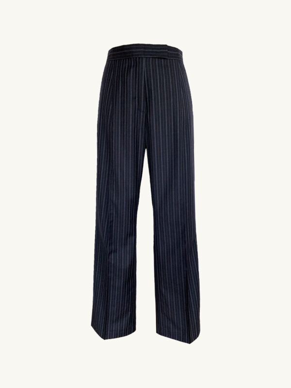 Bundfaltenhose aus Wolle mit Nadelstreifen