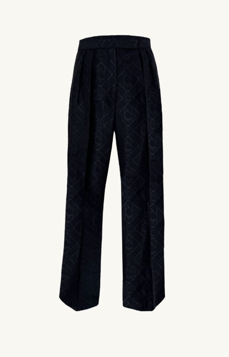 Bundfaltenhose aus Logo Jacquard schwarz