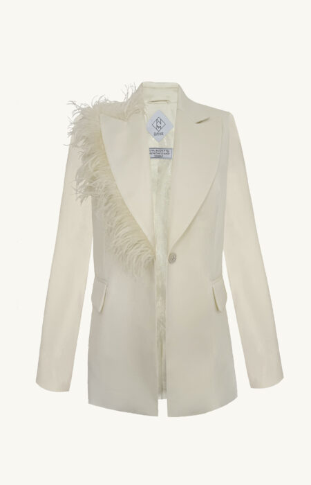 Blazer mit Federn creme Wolle