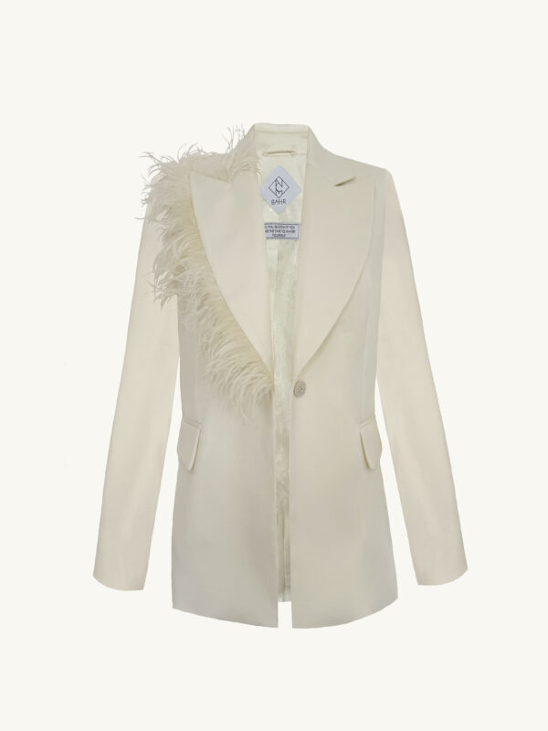 Blazer mit Federn creme Wolle