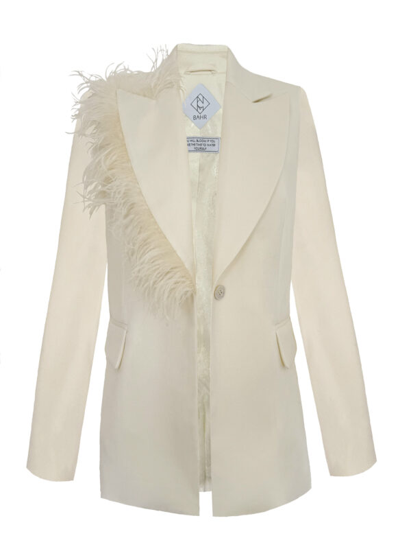 Blazer mit Federn creme aus Merinowolle