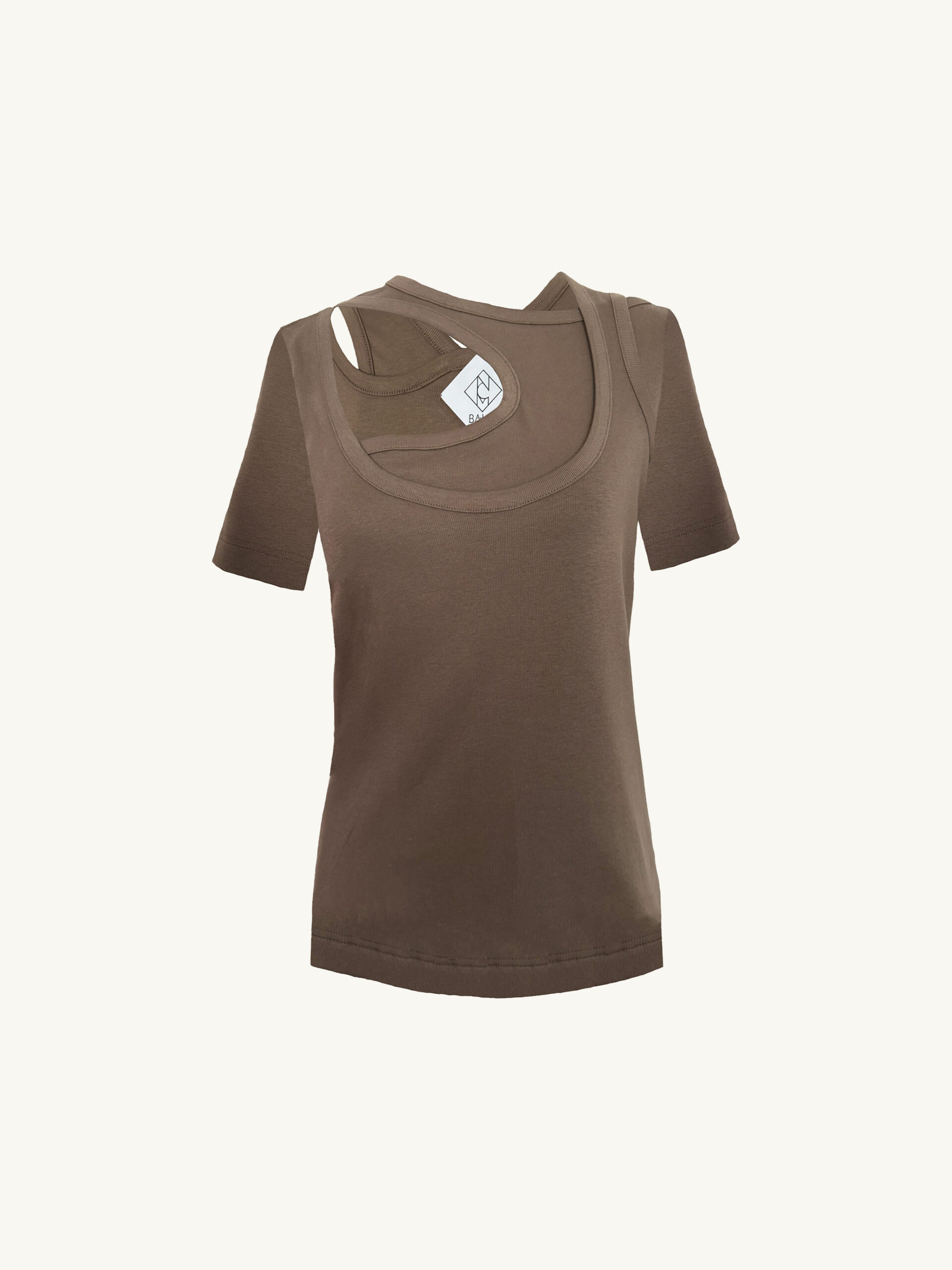 asymmetrisches T-Shirt mit cut outs taupe