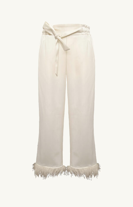 Wollhose mit Federn creme