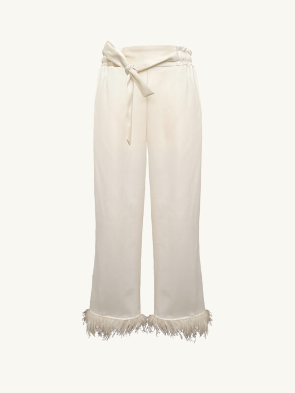 Wollhose mit Federn creme